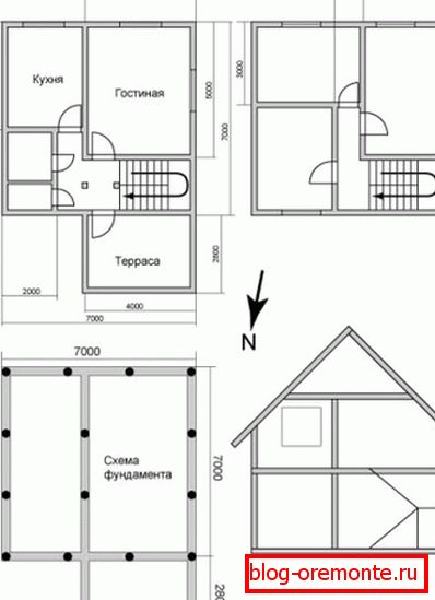 Пример за проект за дървена къща 7x7 метра Пример за проект за дървена къща 7x7 метра