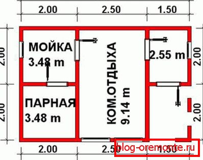 Проектът за банята е със собствени ръце от бара 6х4м Проектът за банята е със собствени ръце от бара 6х4м