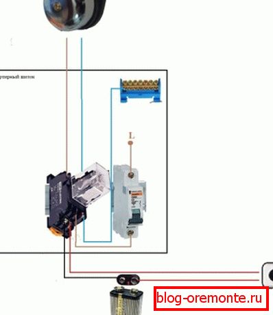 Схемата за свързване на звънец, работеща от батерия Схемата за свързване на звънец, работеща от батерия