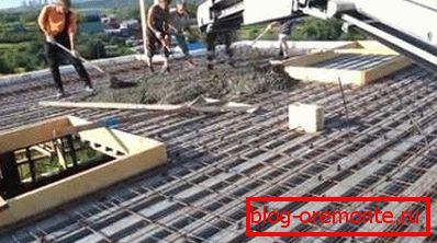 Полагане на бетон върху таван, покриващ с армировка Полагане на бетон върху таван, покриващ с армировка